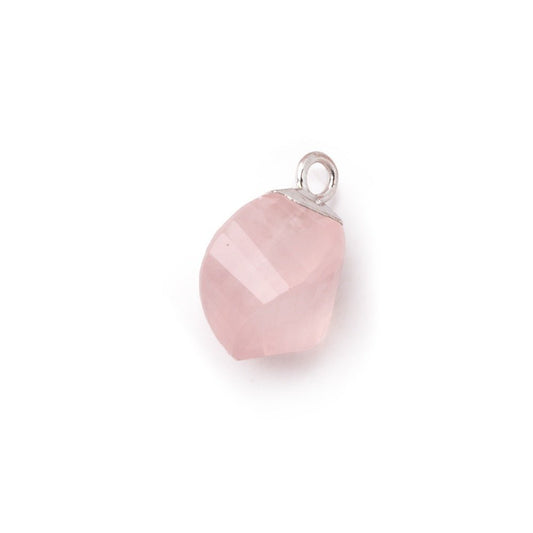 11-12mm Silver Leafed Rose Quartz Twist Focal Pendant 1 piece