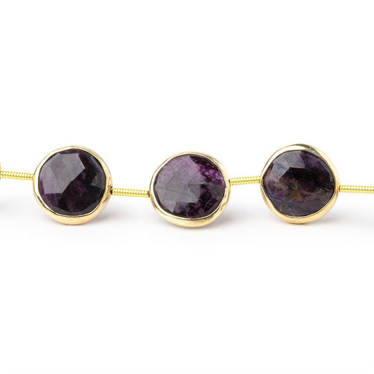 11-12mm Vermeil Bezel Sugilite Faceted Coins 6.5 inch 10 Beads