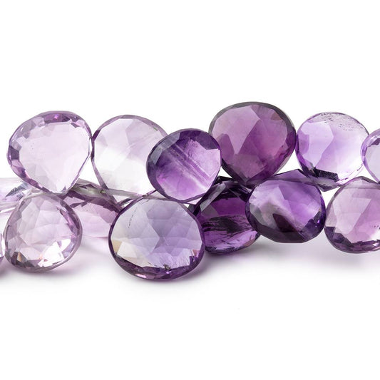 12mm Shaded Amethyst Faceted Heart Beads 8 inch 40 pieces