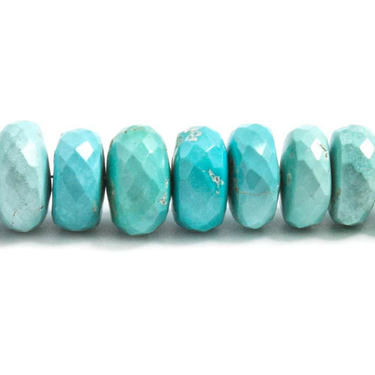 11-13mm Shaded Turquoise faceted rondelle beads 7 inch 31 pieces