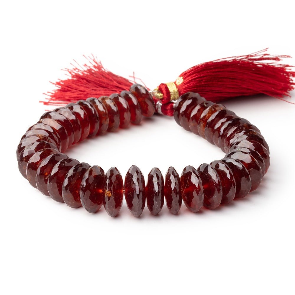 11-14mm Hessonite Garnet German Faceted Rondelle Beads 7.5 inch 40 pieces
