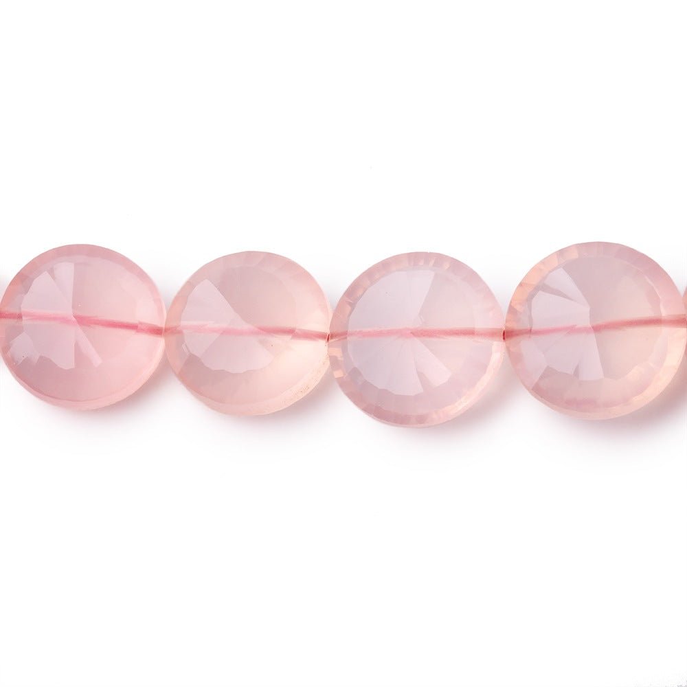 11-14mm Rose Quartz Brilliant Faceted Coin Beads 8 inch 17 pieces