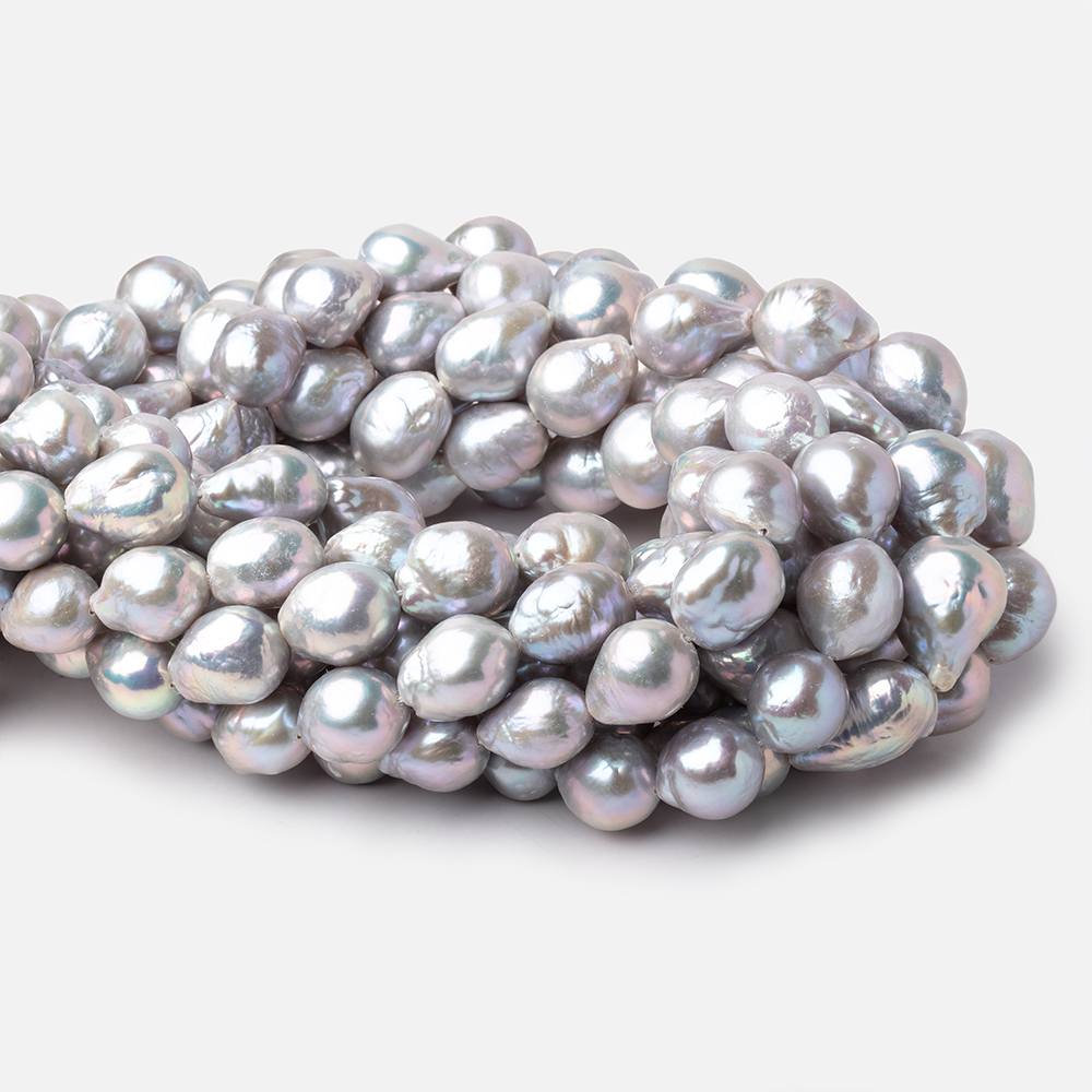 11-15mm Silver Ultra Baroque Freshwater Pearls 15.5 inch 25 Beads AA