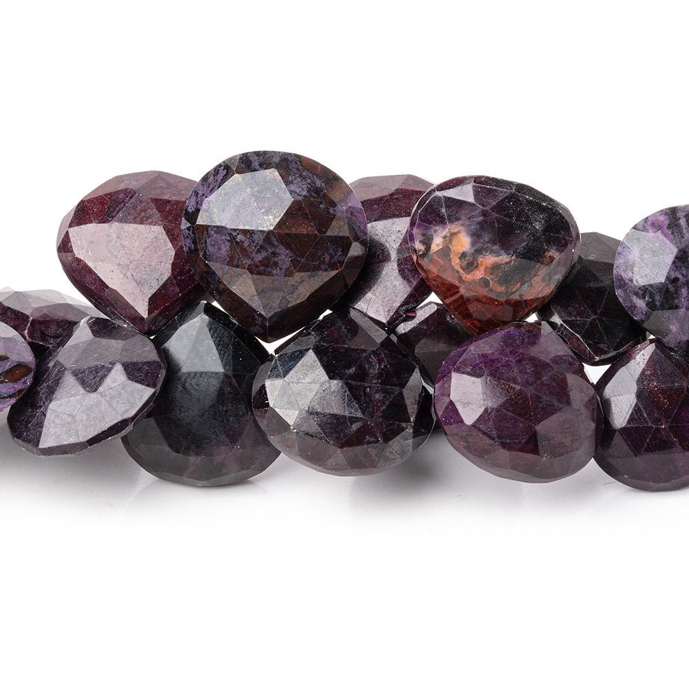 10-12mm Sugilite Faceted Heart Beads 8 inch 40 pieces AA