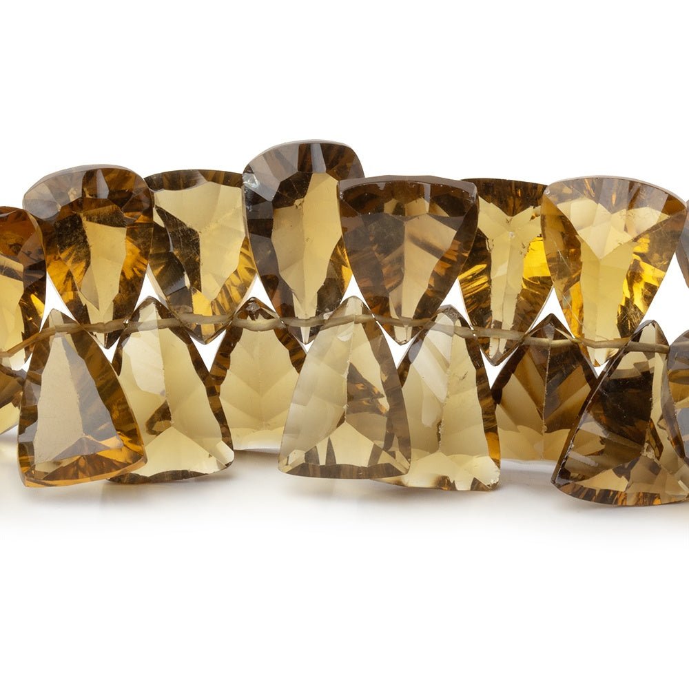 11-18mm Whiskey Quartz Concave Faceted Triangle 7 inch 50 Beads AAA