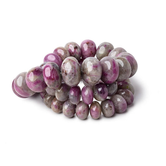 11-19mm Ruby in Marble Matrix Plain Rondelles 17.5 inch 48 Beads 1mm Hole