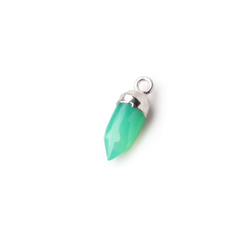 16x5mm Silver Leafed Mint Green Onyx Spike Pendant 1 piece