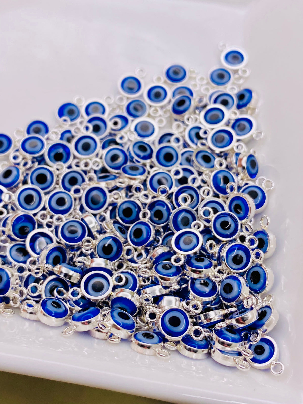 Blue Evil Eye Connectors 4mm - 3 Pack - B48