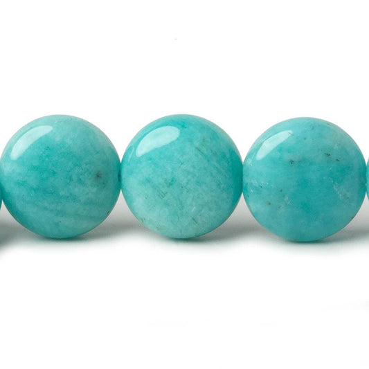 11.5mm Amazonite plain coin beads 16 inch 35 pieces AA