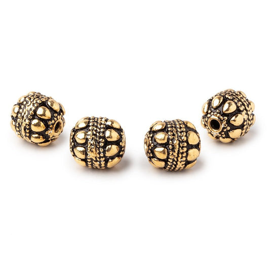 11.5x10mm Antiqued 22kt Plated Copper Oval Set of 4 Beads