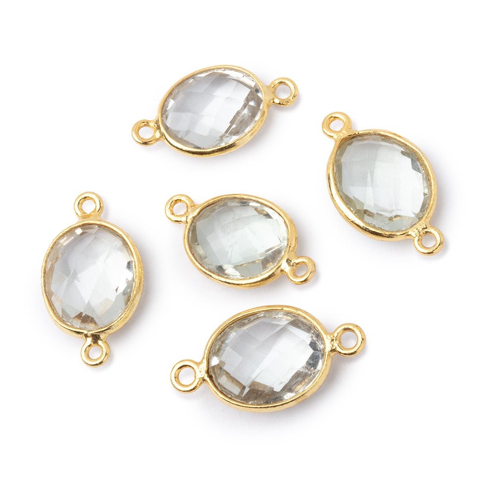 11.5x10mm Vermeil Bezel Prasiolite Faceted Oval Connector 1 piece