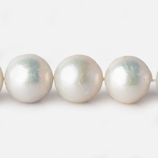 11.5x12-14.5x15mm White Near Round Freshwater Pearl 17 inch 34 pieces A