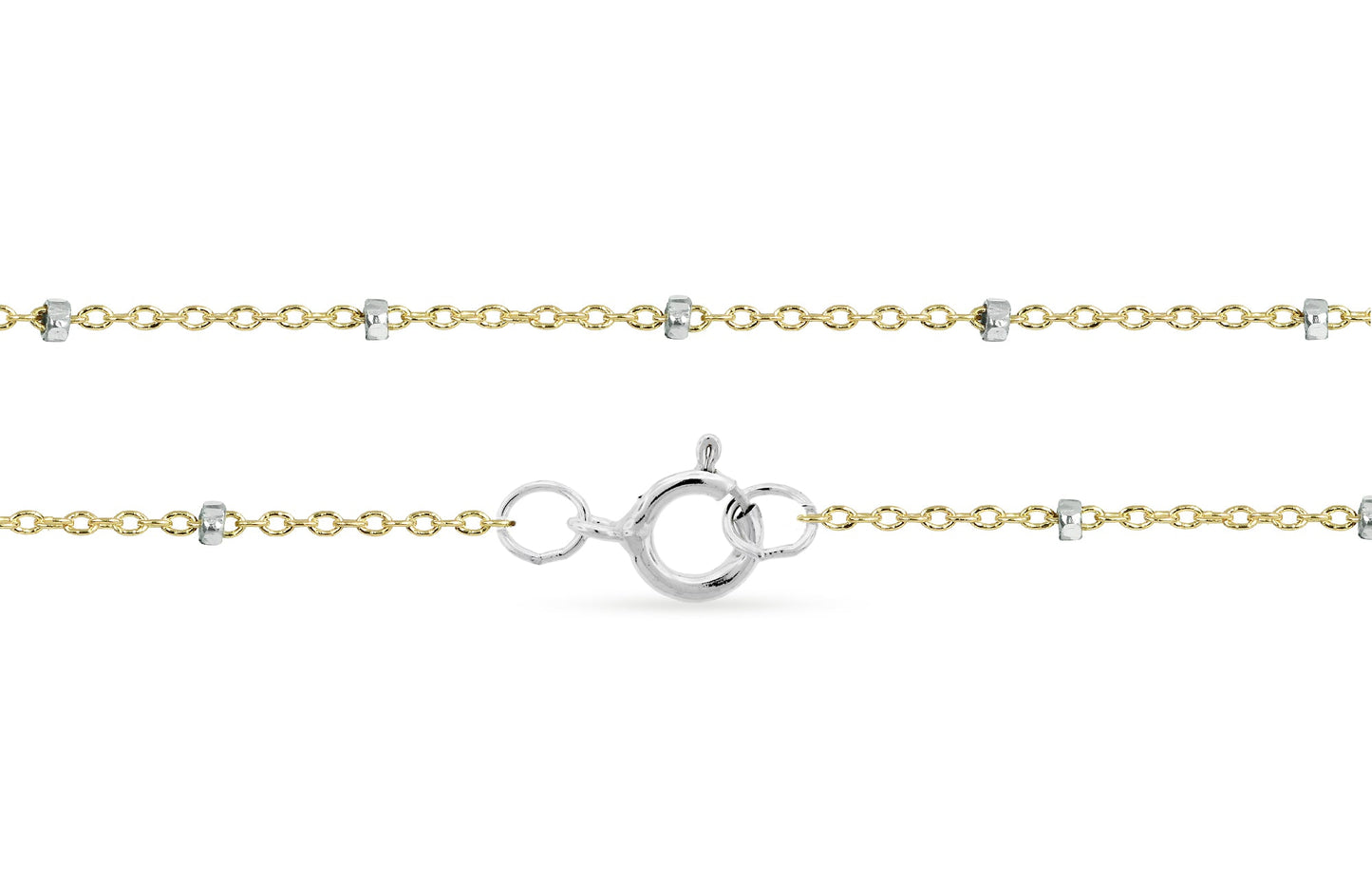 14Kt Gold Filled 1.4x1mm Satellite Chain Bracelet 7" With Silver Bead - 1pc