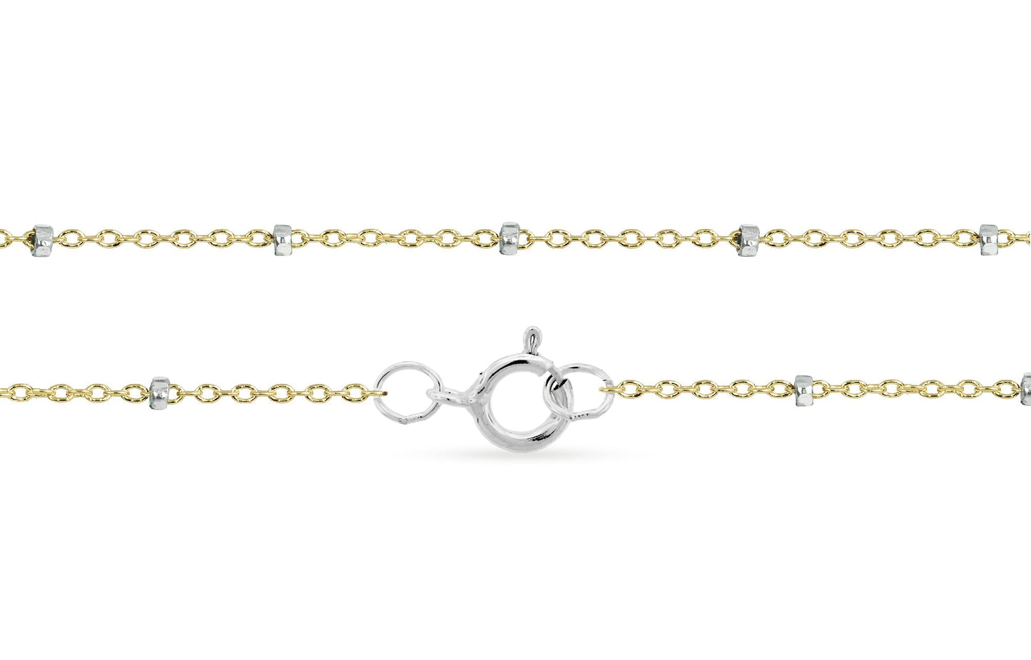 14Kt Gold Filled 1.4x1mm Satellite Chain Bracelet 7.5" With Silver Bead - 1pc