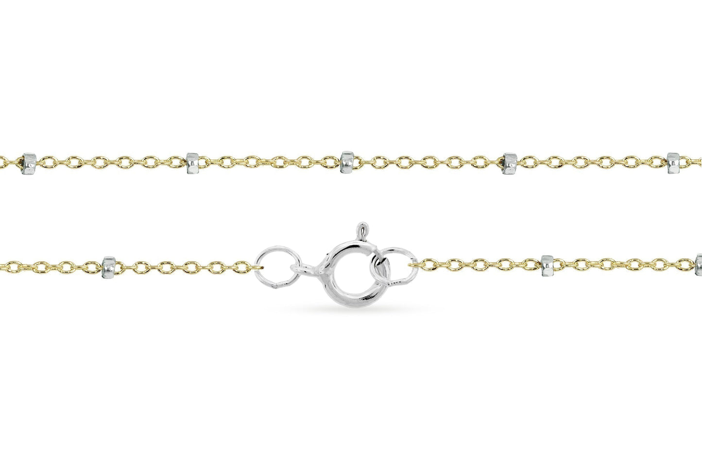 14Kt Gold Filled 1.4x1mm Satellite Chain Bracelet 16" With Silver Bead - 1pc