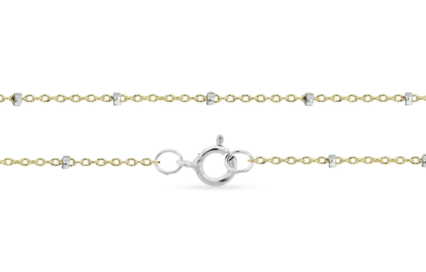 14Kt Gold Filled 1.4x1mm Satellite Chain Bracelet 24" With Silver Bead - 1pc