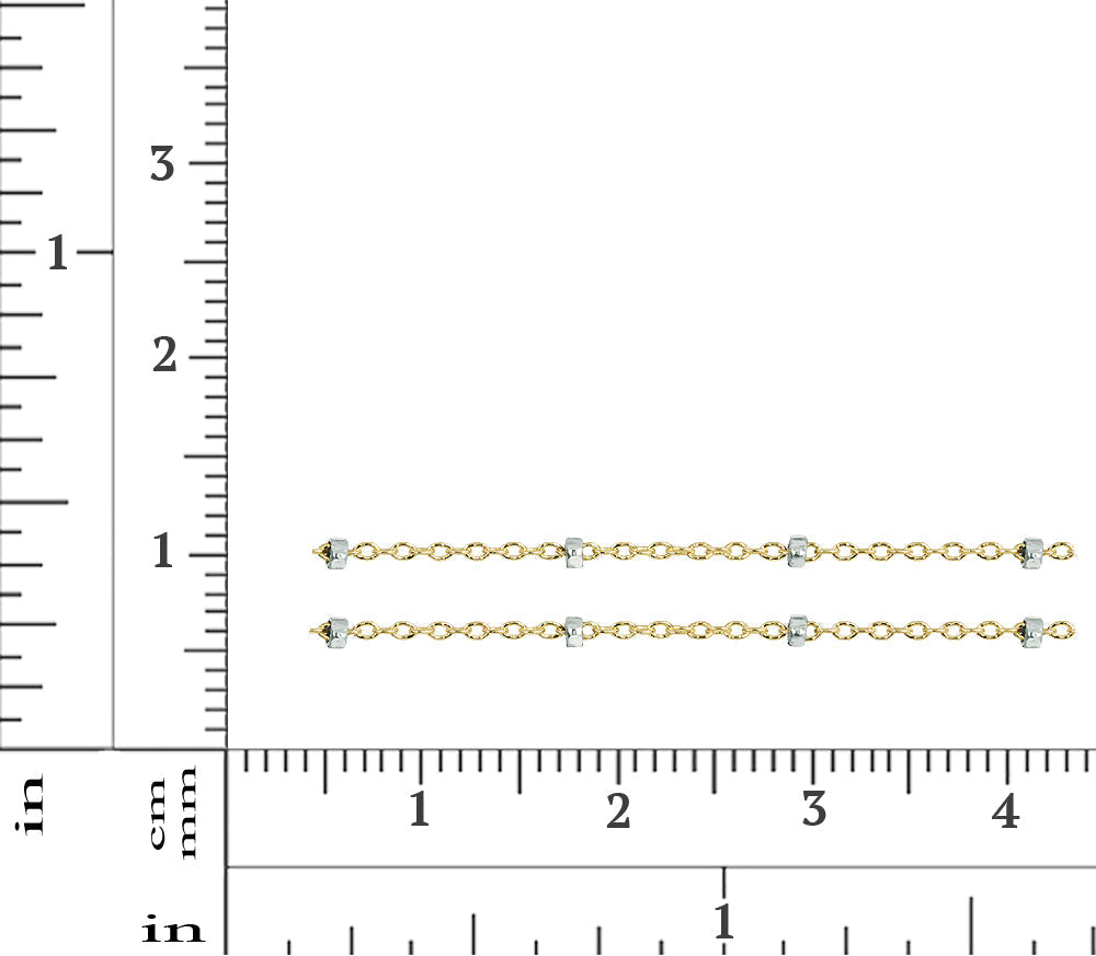 14Kt Gold Filled 1.4x1mm Satellite Chain With Silver Bead - 20ft