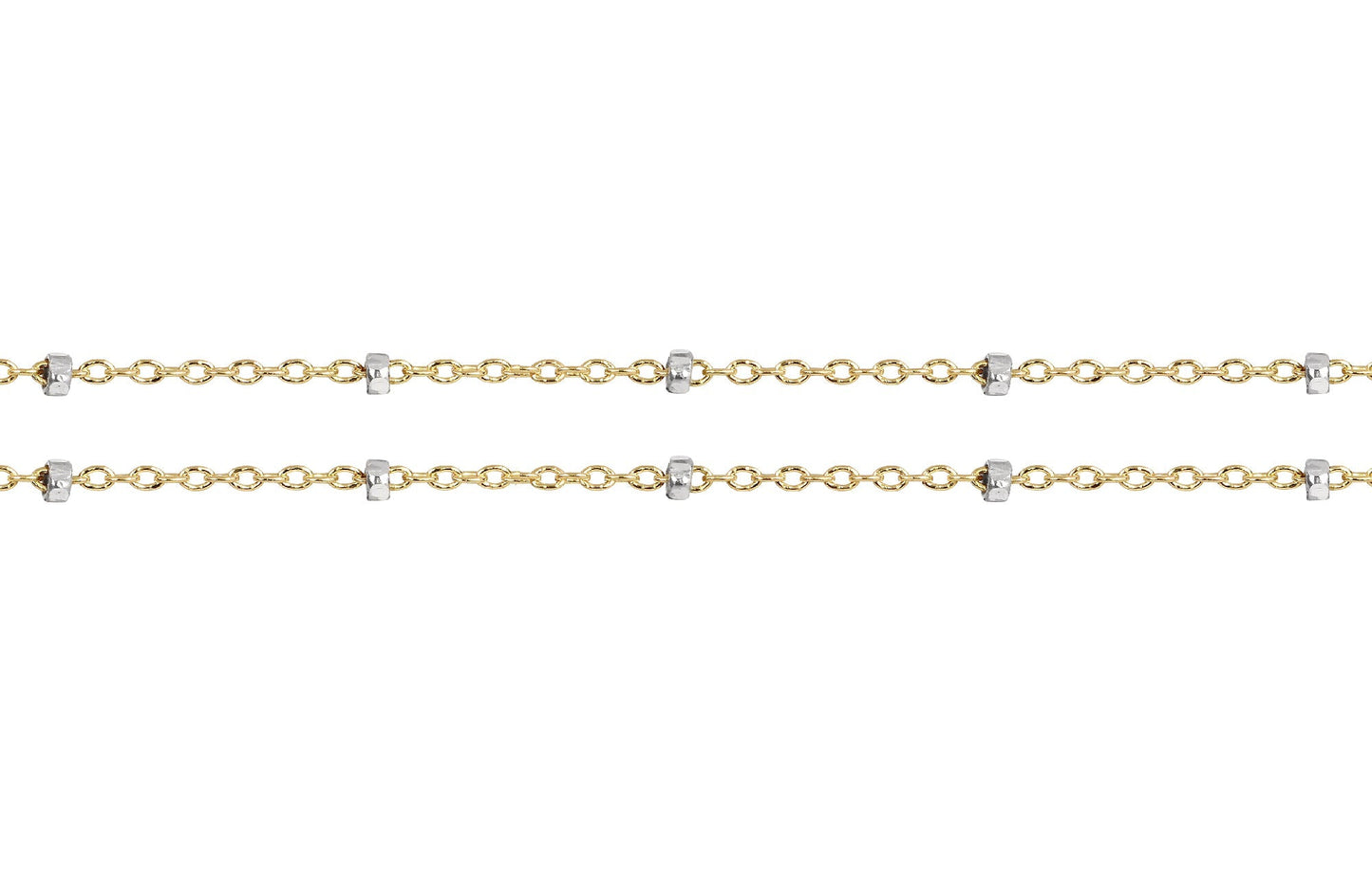 14Kt Gold Filled 1.4x1mm Satellite Chain With Silver Bead - 20ft