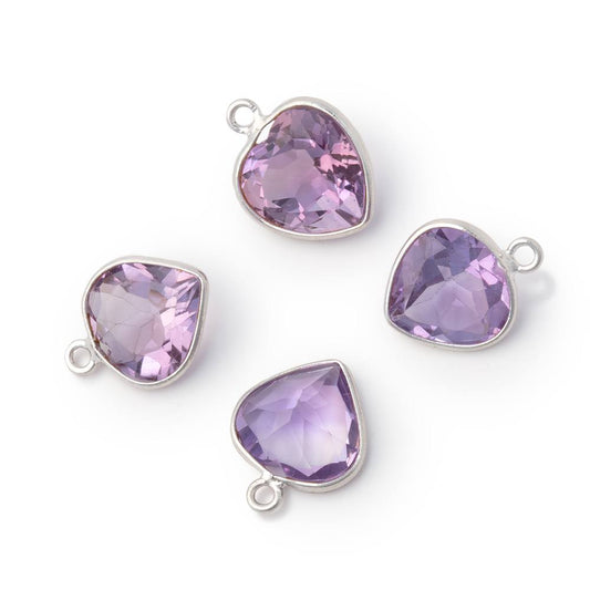 11m Sterling Silver Bezel Amethyst Pavilion Faceted Heart 1 Pendant