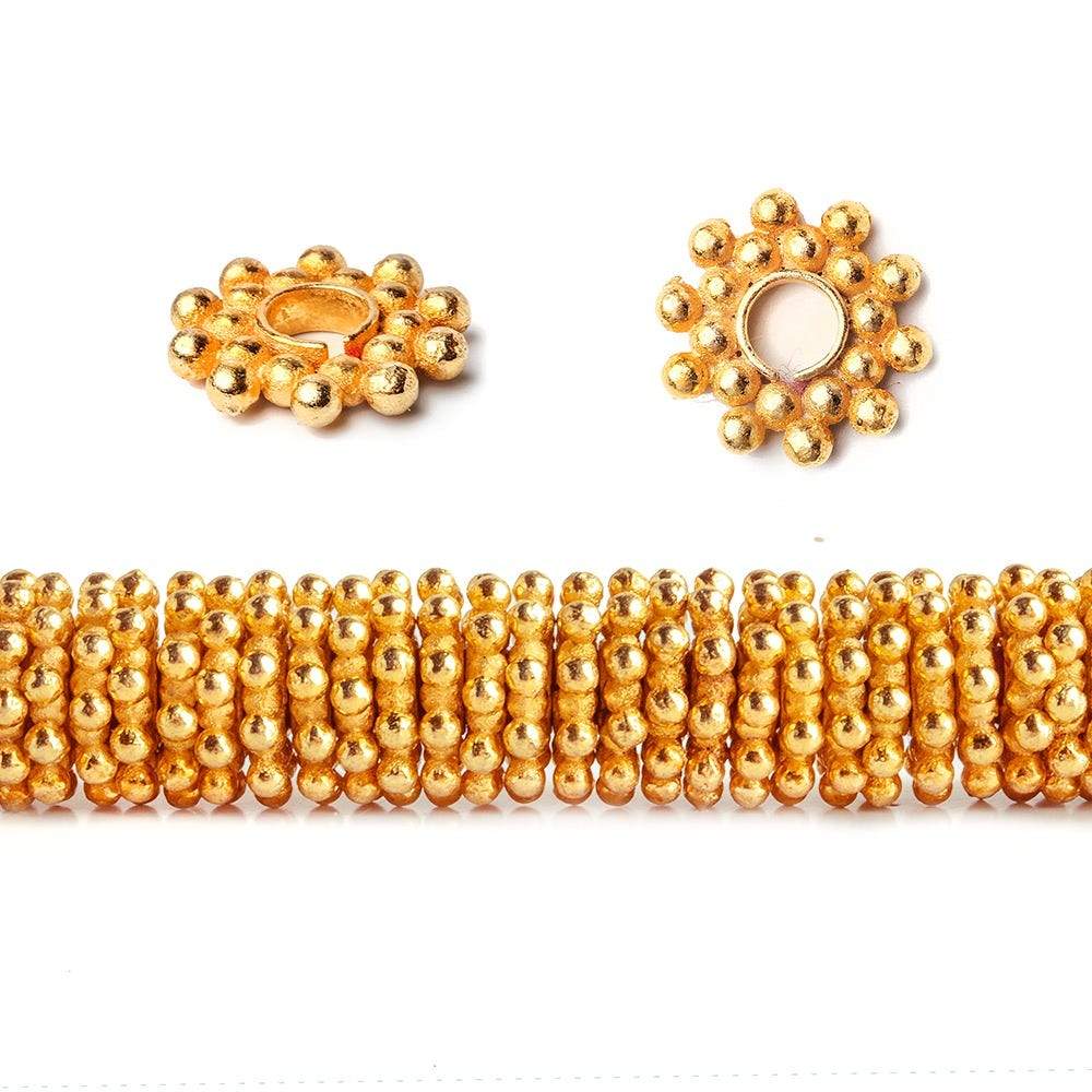 11mm 22kt Gold plated Daisy Spacer Beads 8 inch 100 pieces