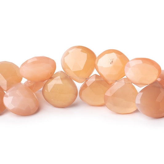 11mm Angel Skin Moonstone Faceted Heart Beads 7.5 inch 40 pieces