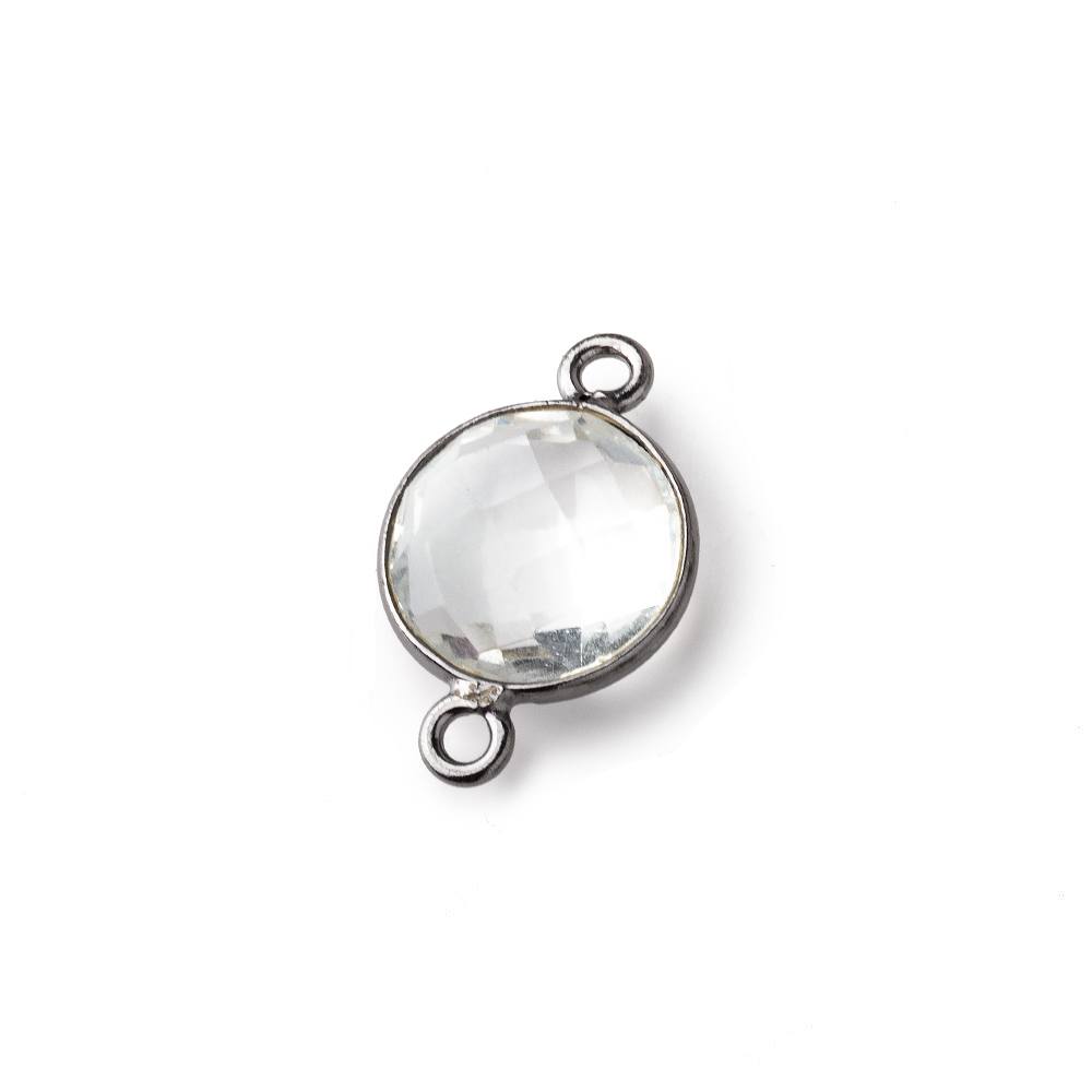 11mm Black Gold Crystal Quartz Faceted Coin Connector 1 piece
