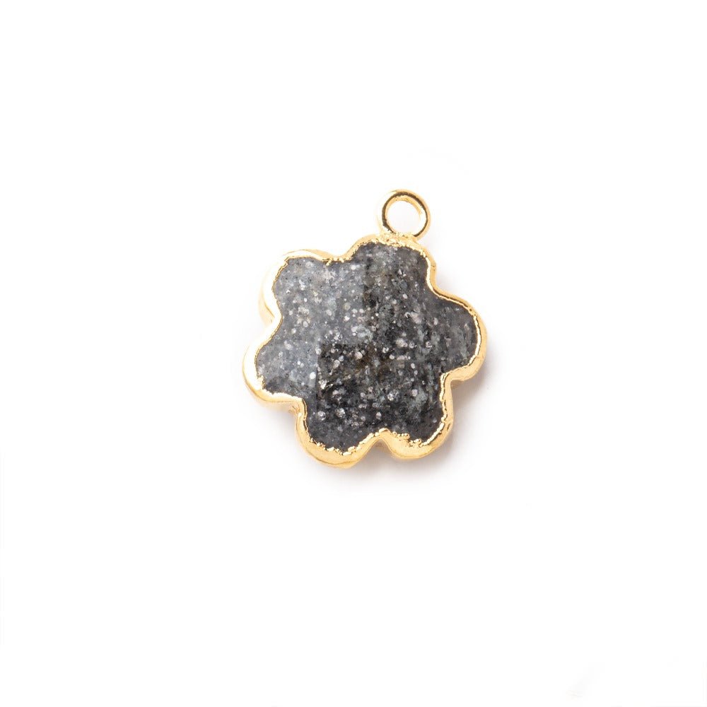 11mm Gold Leafed Celestial Quartz Faceted Flower Focal Pendant 1 piece
