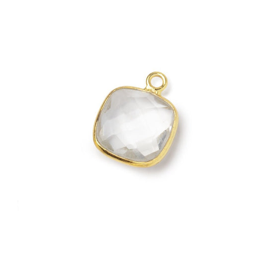 11mm Vermeil Bezel Crystal Quartz Faceted Cushion Pendant 1 piece