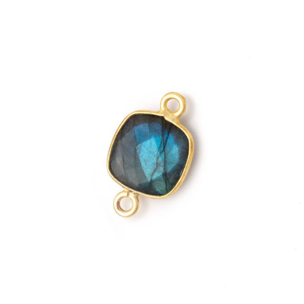 11mm Vermeil Bezel Labradorite Faceted Cushion Connector 1 piece