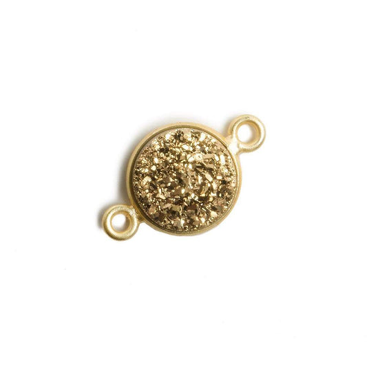 11mm Vermeil Bezel Metallic Gold Drusy Coin 2 ring Connector 1 piece