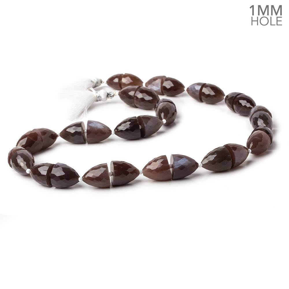 11x10-12x11mm Chocolate Moonstone straight drilled Faceted Cones 30 beads 15.5 inch AA large hole