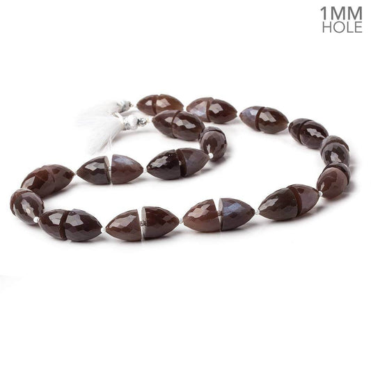 11x10-12x11mm Chocolate Moonstone straight drilled Faceted Cones 30 beads 15.5 inch AA large hole