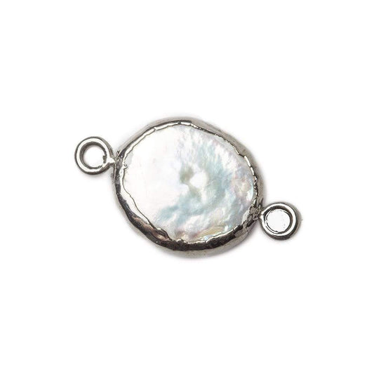 11x10mm Black Gold Leafed White Oval Pearl Connector 1 piece