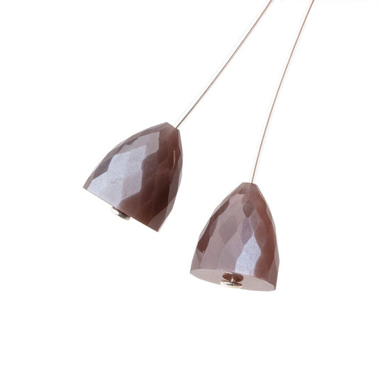 11x10mm Chocolate Moonstone Faceted Cone Set of 2 Focal Beads