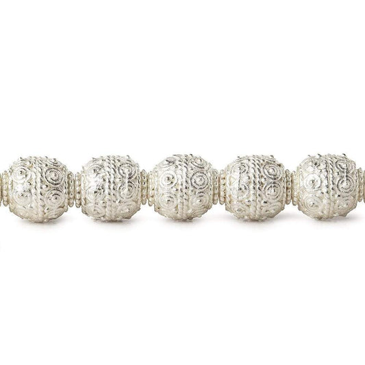 11x10mm Sterling Silver Plated Copper Bead Moroccan Dot 8 inch 18 pcs