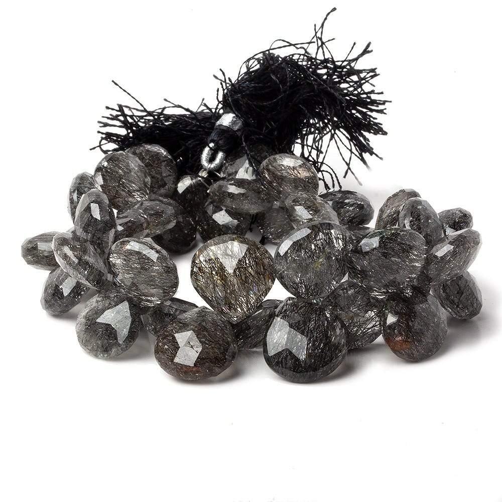 11x11-14x14mm Tourmalinated Quartz Heart Briolettes 8 inch 41 pieces AA