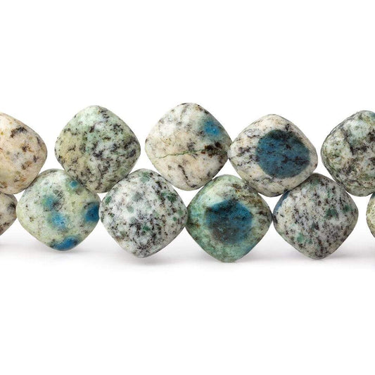 11x11mm K2 Azurite Granite "K2 Jasper" plain pillow beads 8 inch 30 beads