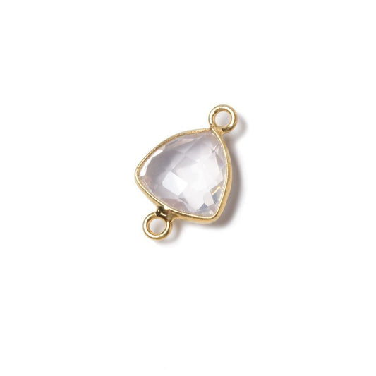 11x11mm Vermeil Bezeled Rose Quartz trillion Connector 1 piece