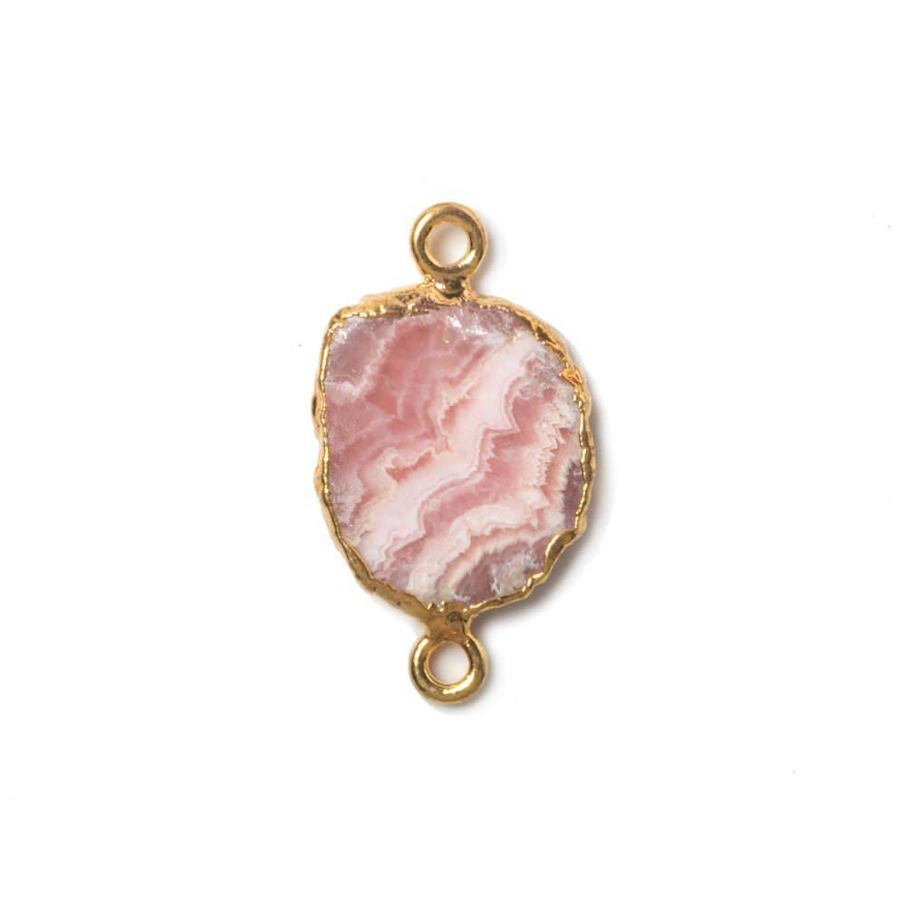 11x21mm Gold Leafed Rhodochrosite Slice Connector 1 piece