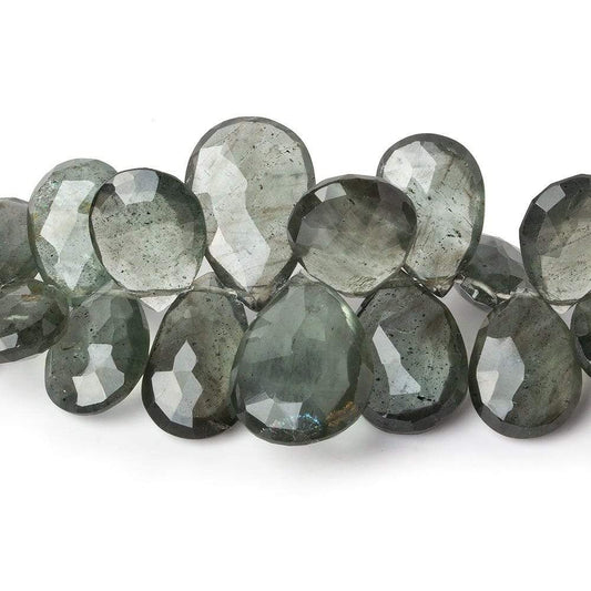 11x7-14x9mm Moss Aquamarine Faceted Pear Beads 8 inch 56 pieces AAA