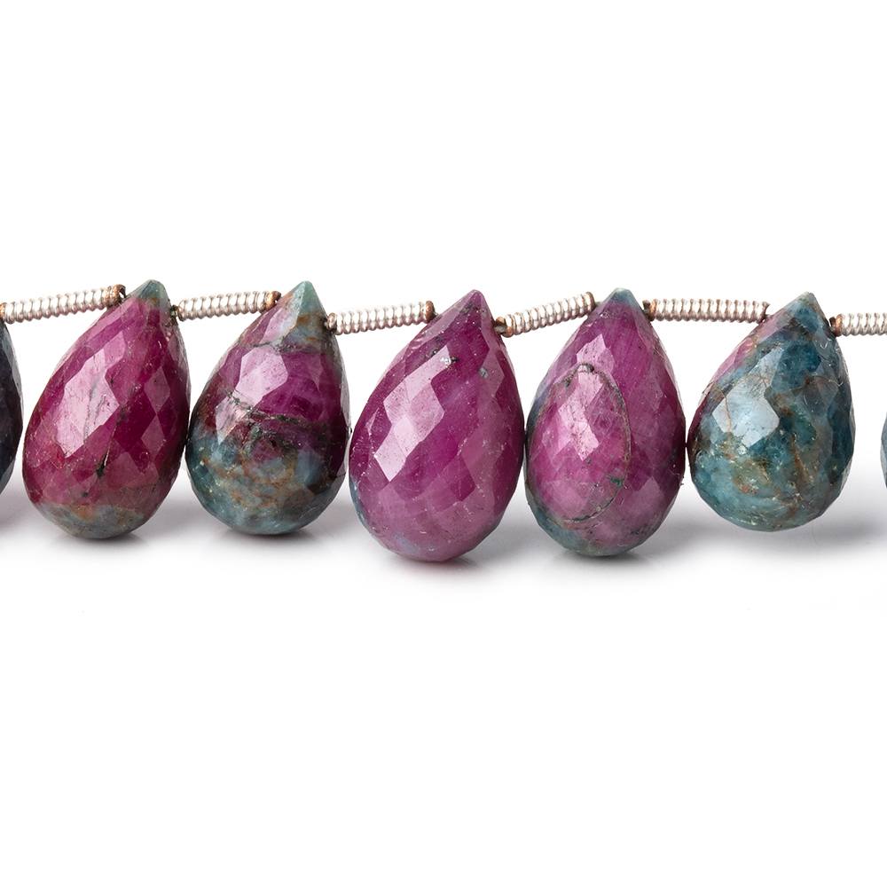 11x7-14x9mm Ruby in Kyanite Faceted Tear Drop Beads 8 inch 24 pieces