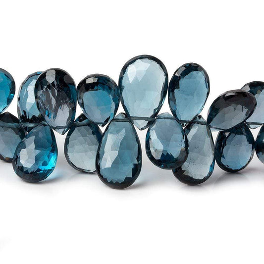 11x7-15x8mm London Blue Topaz faceted pear beads 8 inch 52 pieces AAA