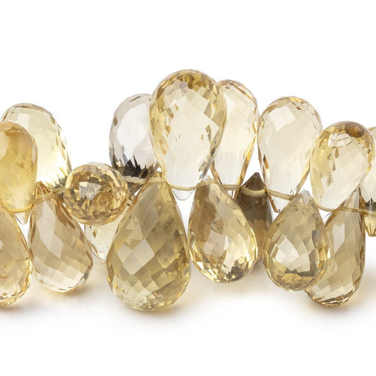 11x7-18x9mm Honey, Whiskey, & Lemon Quartz Faceted Tear Drops 7.5 inch 64 Beads