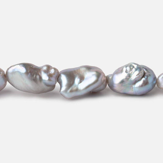 11x8-14x7mm Silver Keshi Straight Drilled Freshwater Pearls 16 inch 28 Beads
