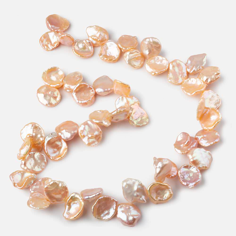 11x8-16x11mm Salmon Peach top drilled Keshi Freshwater Pearls AAA 15.5 inch 48 pcs