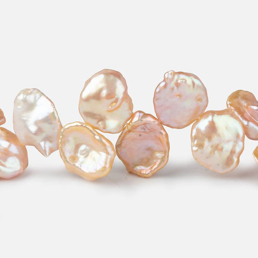 11x8-16x11mm Salmon Peach top drilled Keshi Freshwater Pearls AAA 15.5 inch 48 pcs