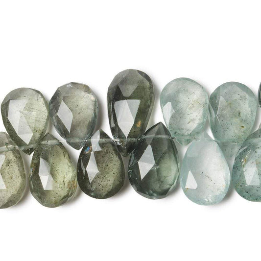 11x8-17x9mm Moss Aquamarine Faceted Pear Beads 8 inch 56 pieces