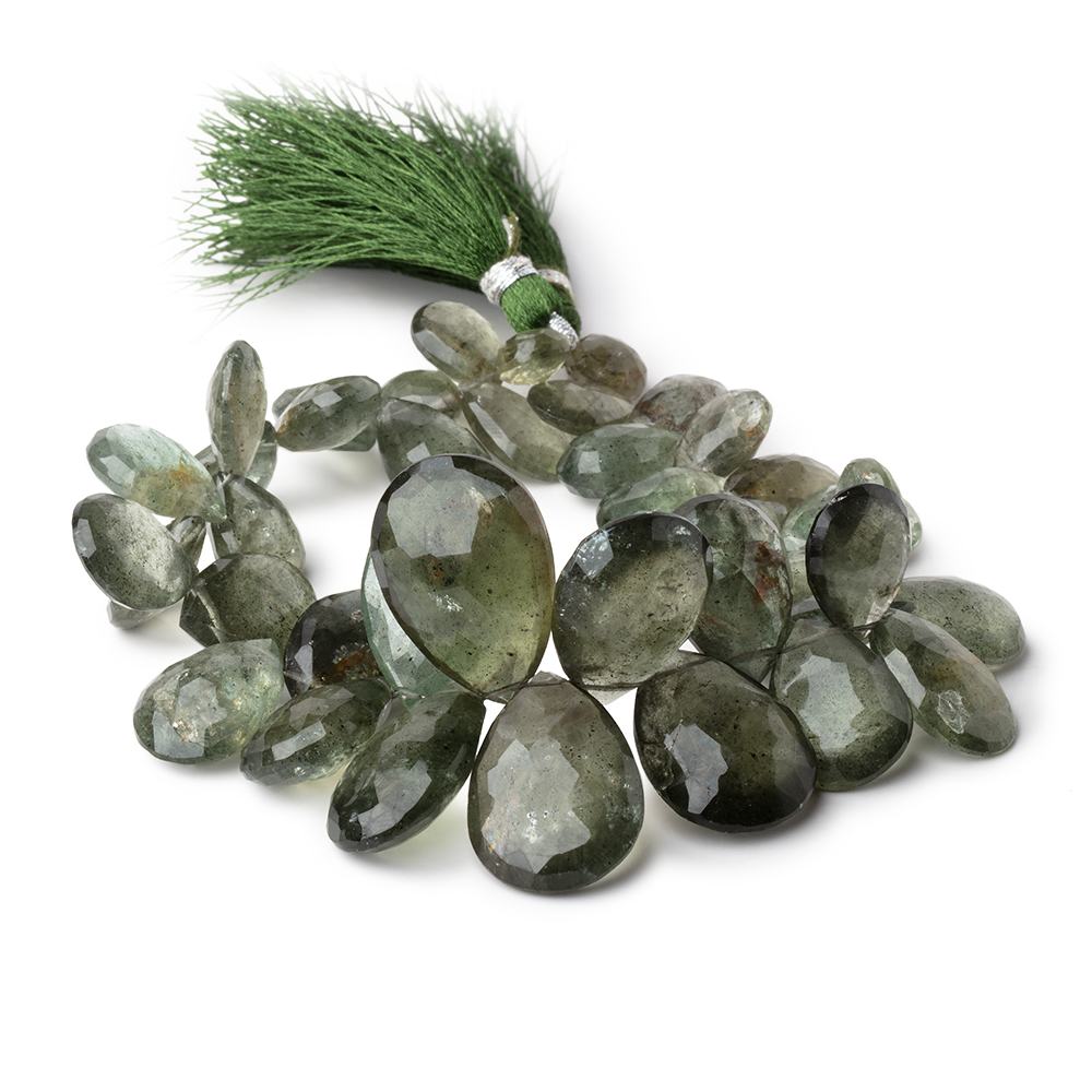 11x8-24x17mm Moss Aquamarine Faceted Pears 8 inch 40 Beads AAA