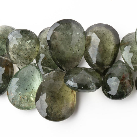 11x8-24x17mm Moss Aquamarine Faceted Pears 8 inch 40 Beads AAA