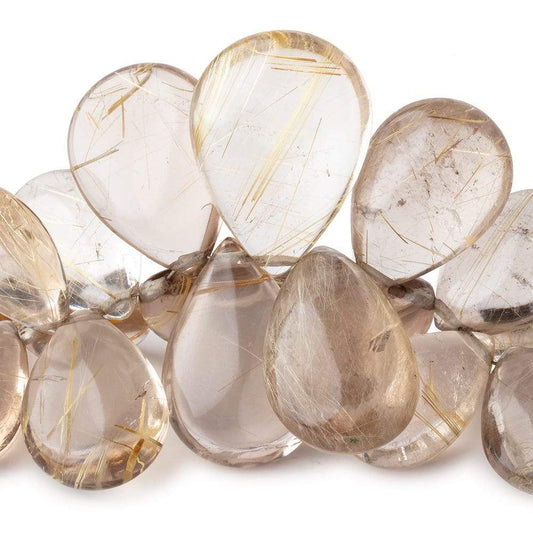 11x8-27x19mm Rutilated Quartz Plain Pear Beads 5 inch 30 pieces AA